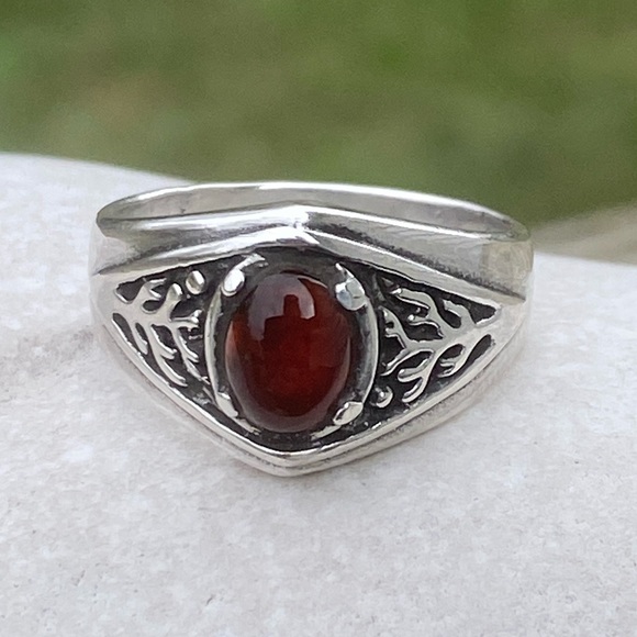 Celtic Tree of Life Ring .925 Sterling Silver w/ Genuine Carnelian made in USA - Picture 2 of 16